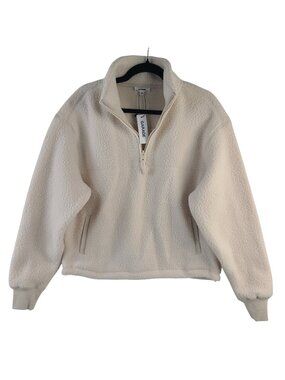 NEW Garage Sherpa Mock Neck Half Zip Pullover Jacket Perfect Pearl Sz Small